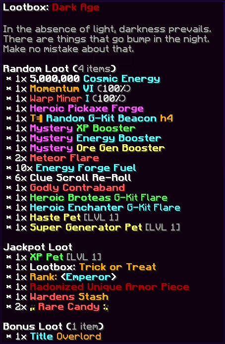 Lootbox Dark Age Sovereign 7 Cc 250 Giftcard Special 45 Off Sale More Cosmic Prisons